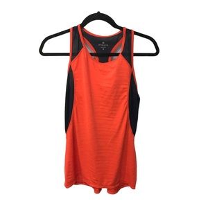 Athleta Spiral Spinner Orange and Navy Blue mesh tank top M exercise workout